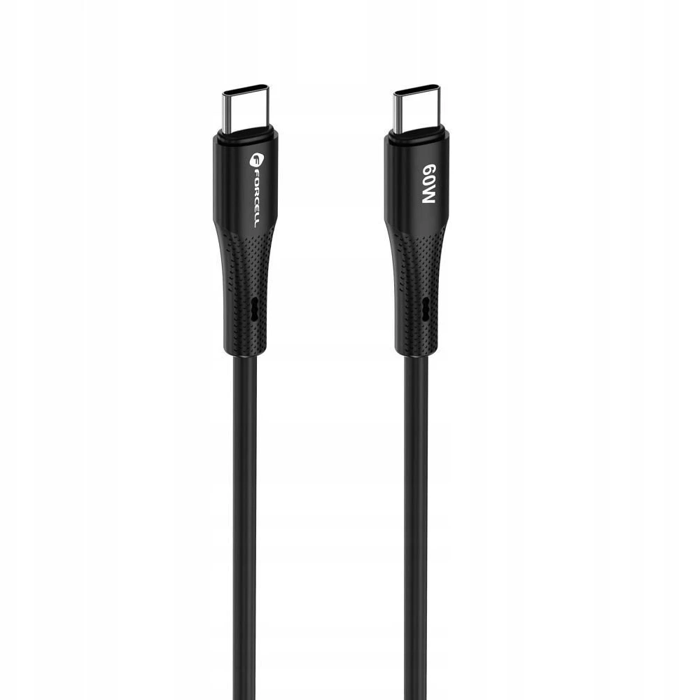 USB C laidas į USB C jungtį Forcell F-Energy QC4.0 PD 3A 60W silikoninis 1 m C344 juodas