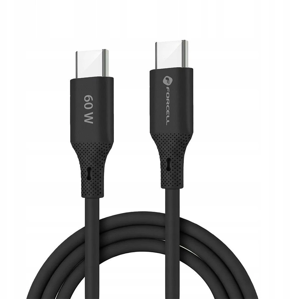 USB C laidas į USB C jungtį Forcell F-Energy QC4.0 PD 3A 60W silikoninis 1 m C344 juodas