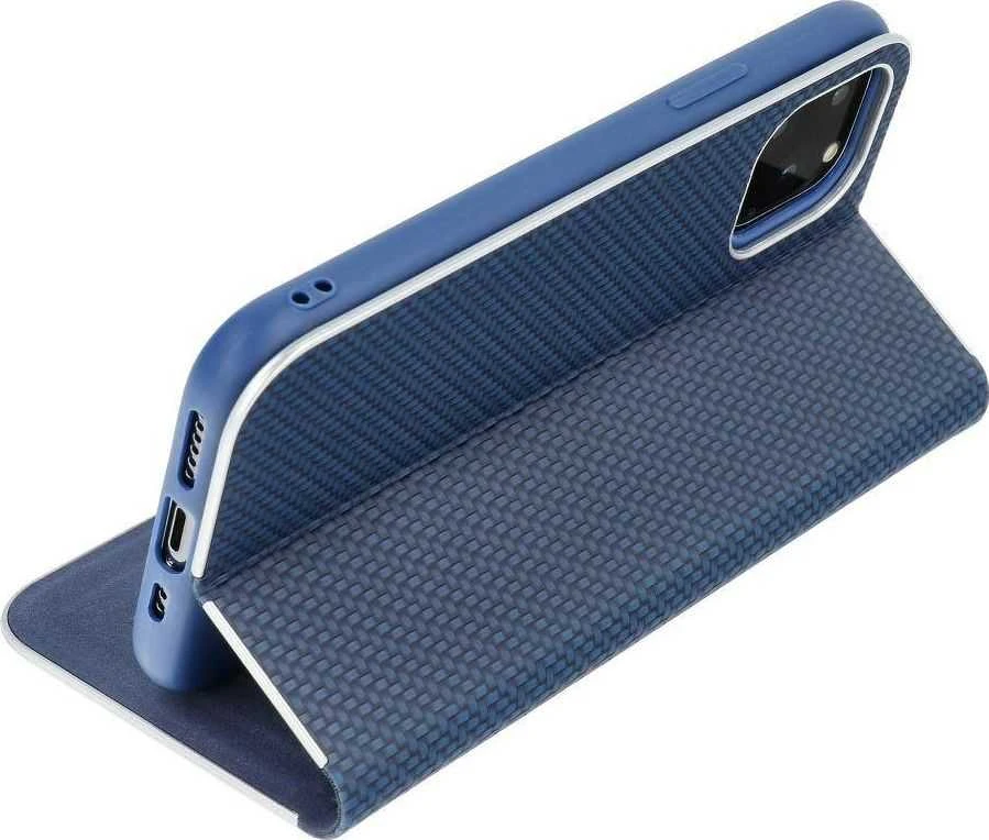 Dėklas Forcell Oem LUNA Book Carbon skirtas Samsung Galaxy A12 / M12 mėlynos spalvos