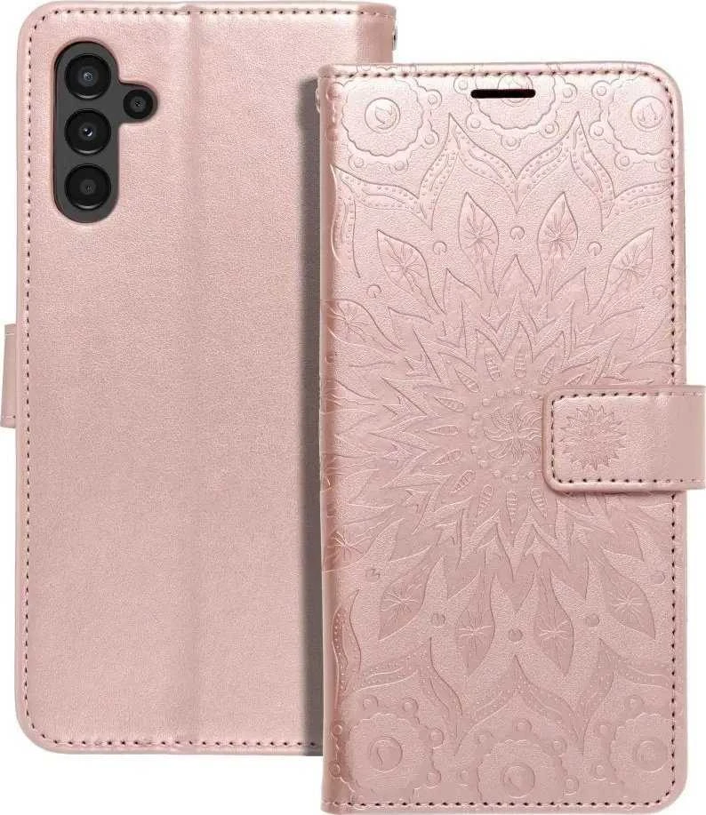 Forcell Oem MEZZO Book dėklas skirtas Samsung Galaxy A13 5G / A04S mandala rožinio aukso spalvos