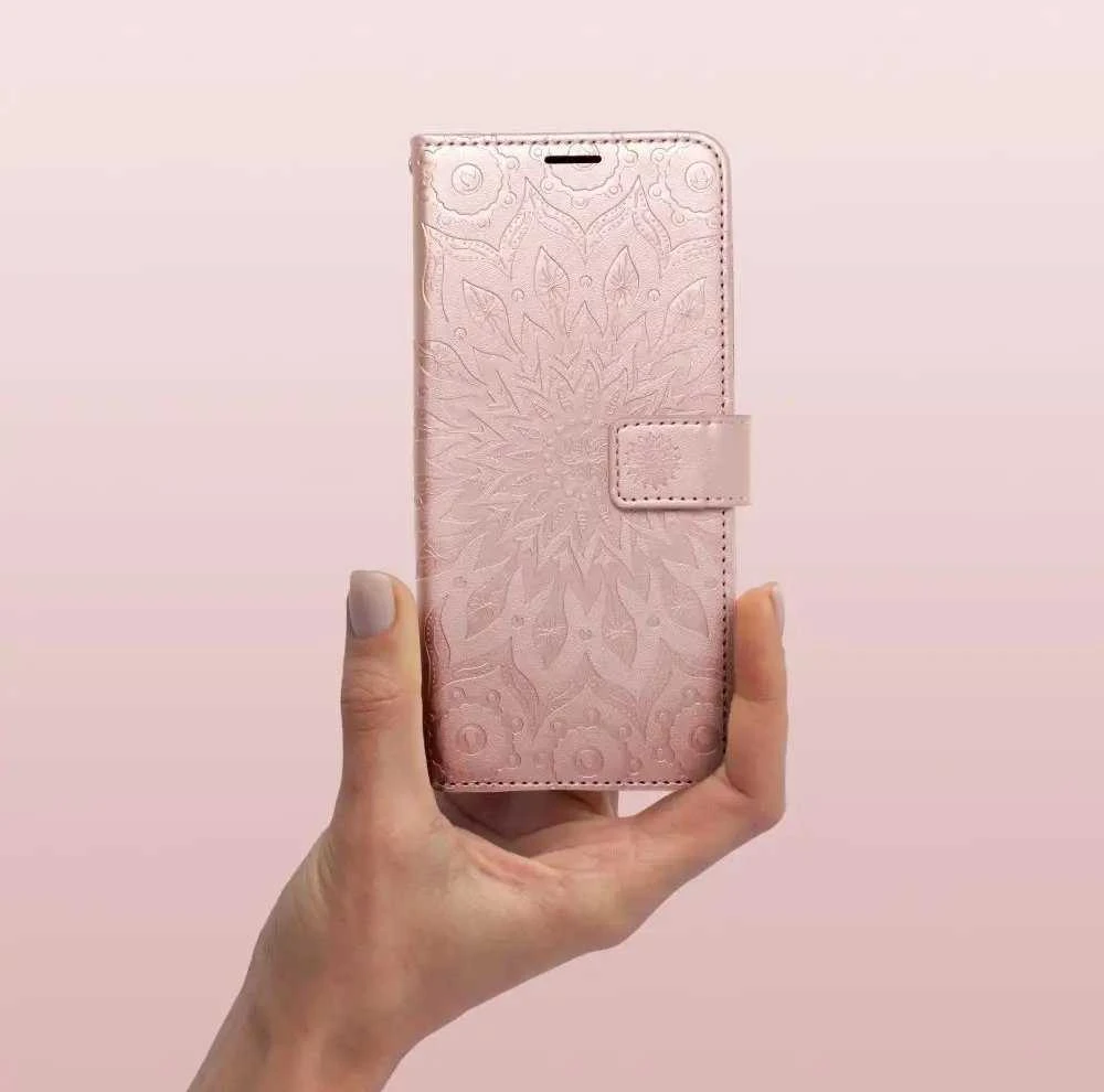 Forcell Oem MEZZO Book dėklas skirtas Samsung Galaxy A13 5G / A04S mandala rožinio aukso spalvos