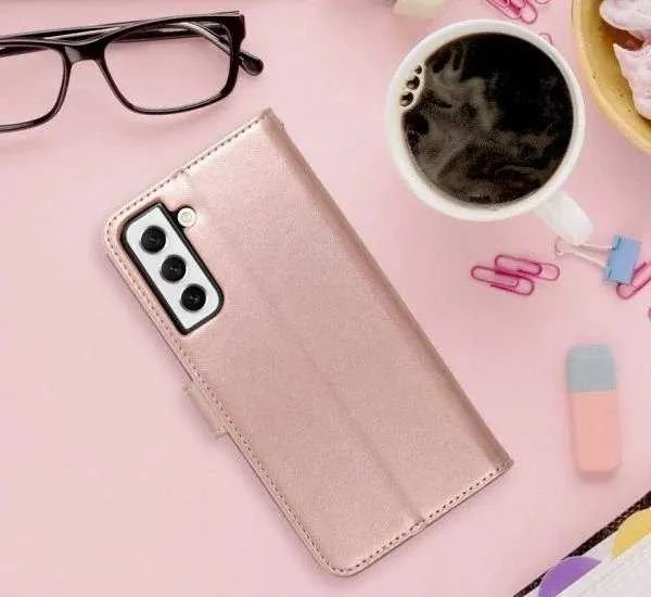 Forcell Oem MEZZO Book dėklas skirtas Samsung Galaxy A13 5G / A04S mandala rožinio aukso spalvos