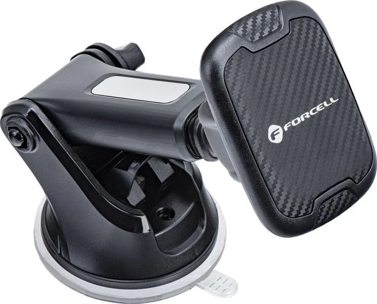 Automobilinis universalus telefono laikiklis Forcell (H-CT327) tvirtinamas ant stiklo, magnetinis juodas