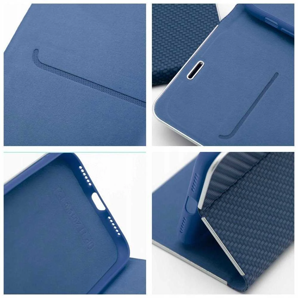 Dėklas Forcell Oem LUNA Book Carbon skirtas Samsung Galaxy S25 Ultra mėlynos spalvos