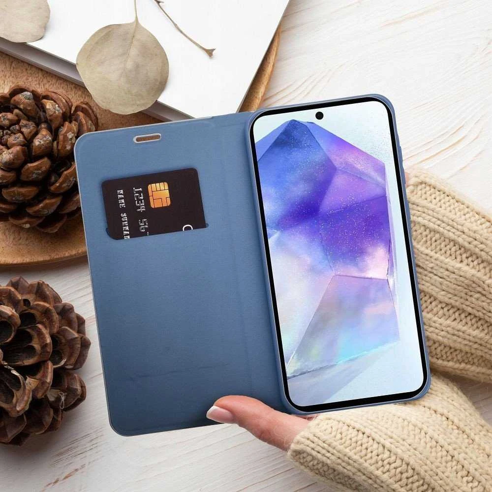 Dėklas Forcell Oem LUNA Book Carbon skirtas Samsung Galaxy S25 Ultra mėlynos spalvos