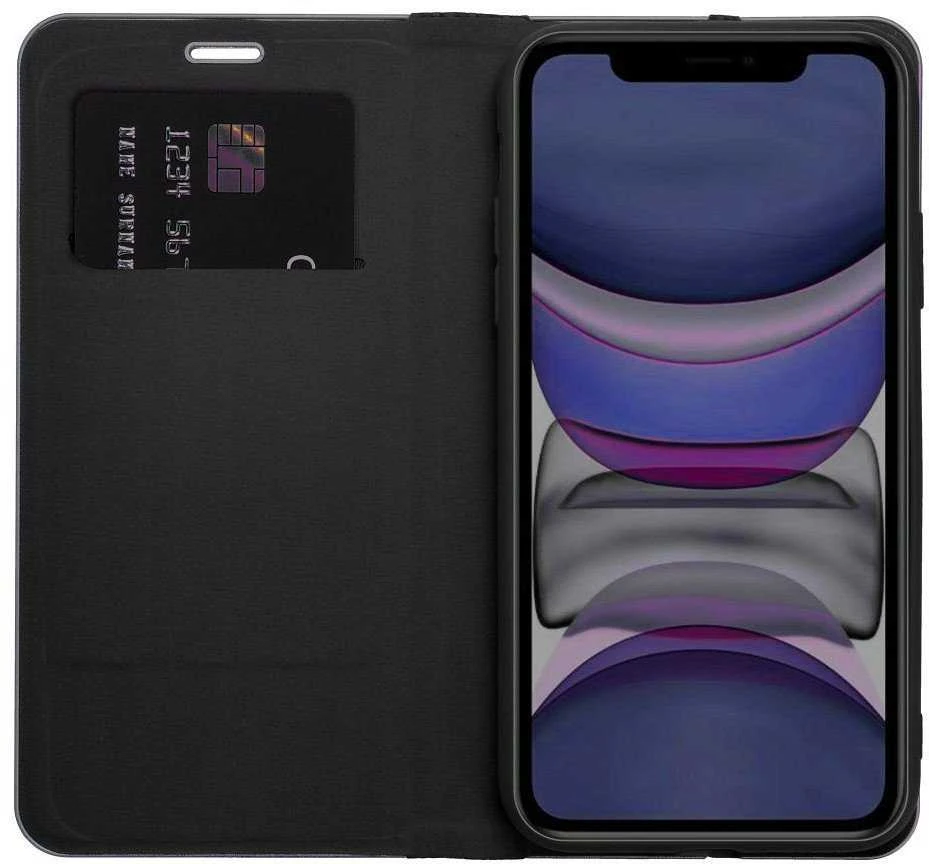 Forcell OEM atverčiamas dėklas iPhone 16e (SE 4 2025) Luna Book Gold juodas