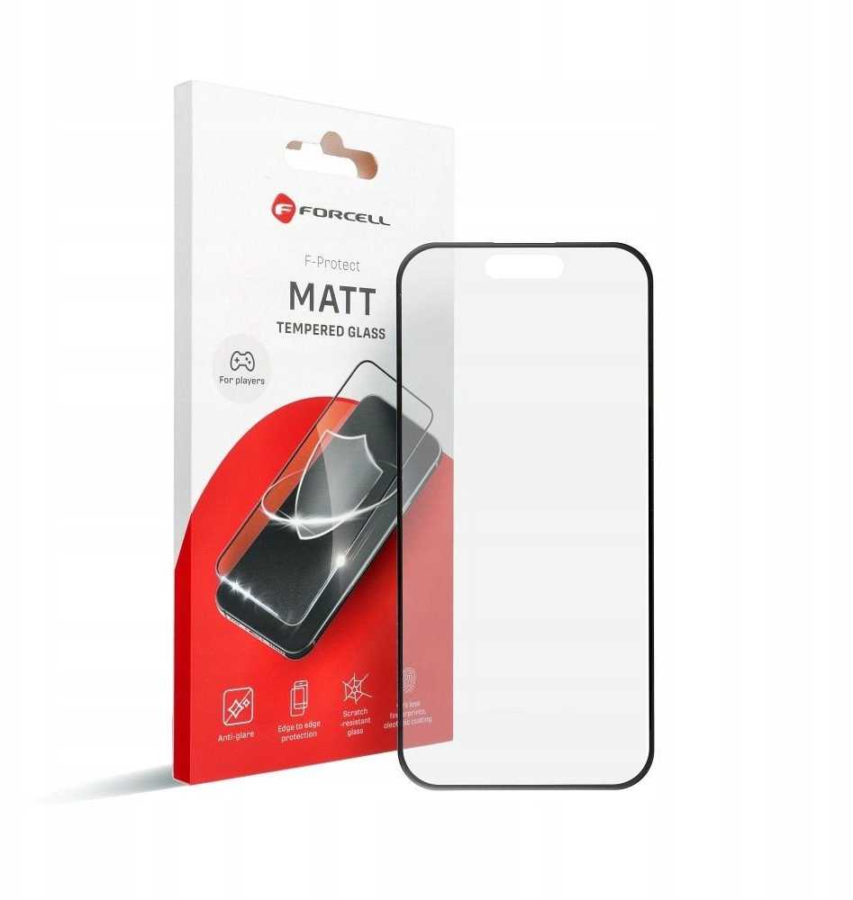 Grūdintas stiklas iPhone 15 PRO MAX Forcell matinis stiklas juodas