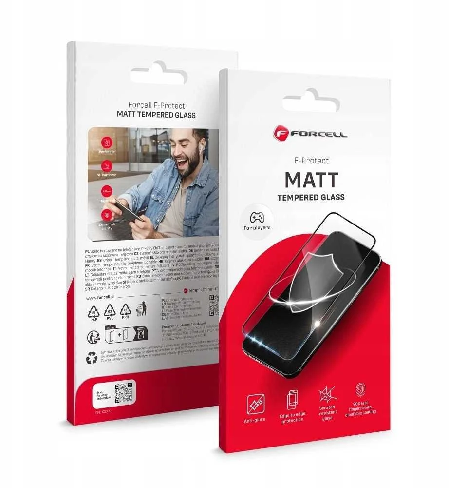 Grūdintas stiklas iPhone 13 PRO MAX / 14 PLUS Forcell matinis stiklas juodas