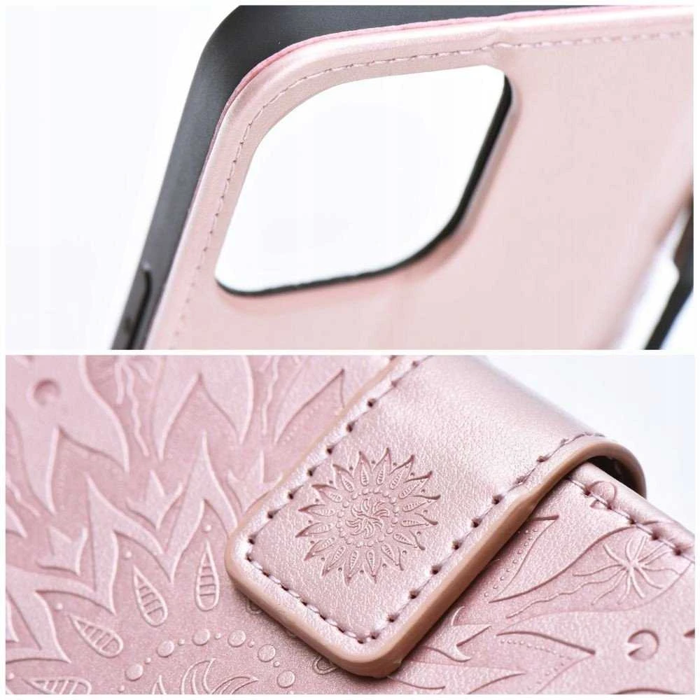 Forcell Oem MEZZO Book dėklas skirtas Samsung Galaxy A56 5G mandala rožinio aukso spalvos