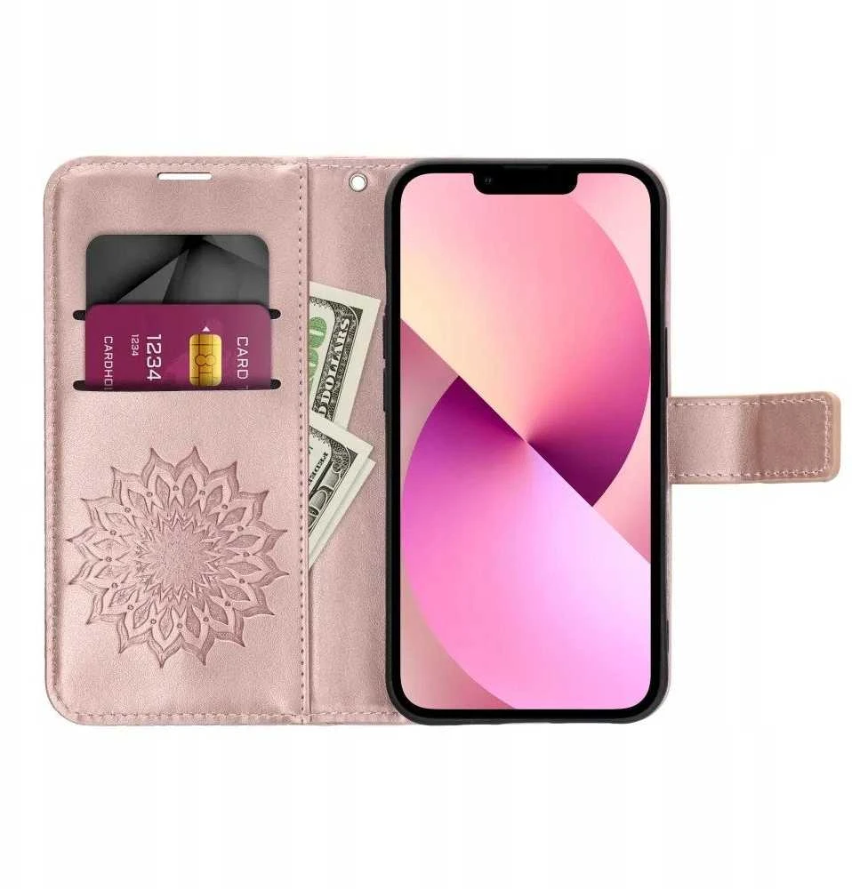 Forcell Oem MEZZO Book dėklas skirtas Samsung Galaxy A06 mandala rose aukso spalvos