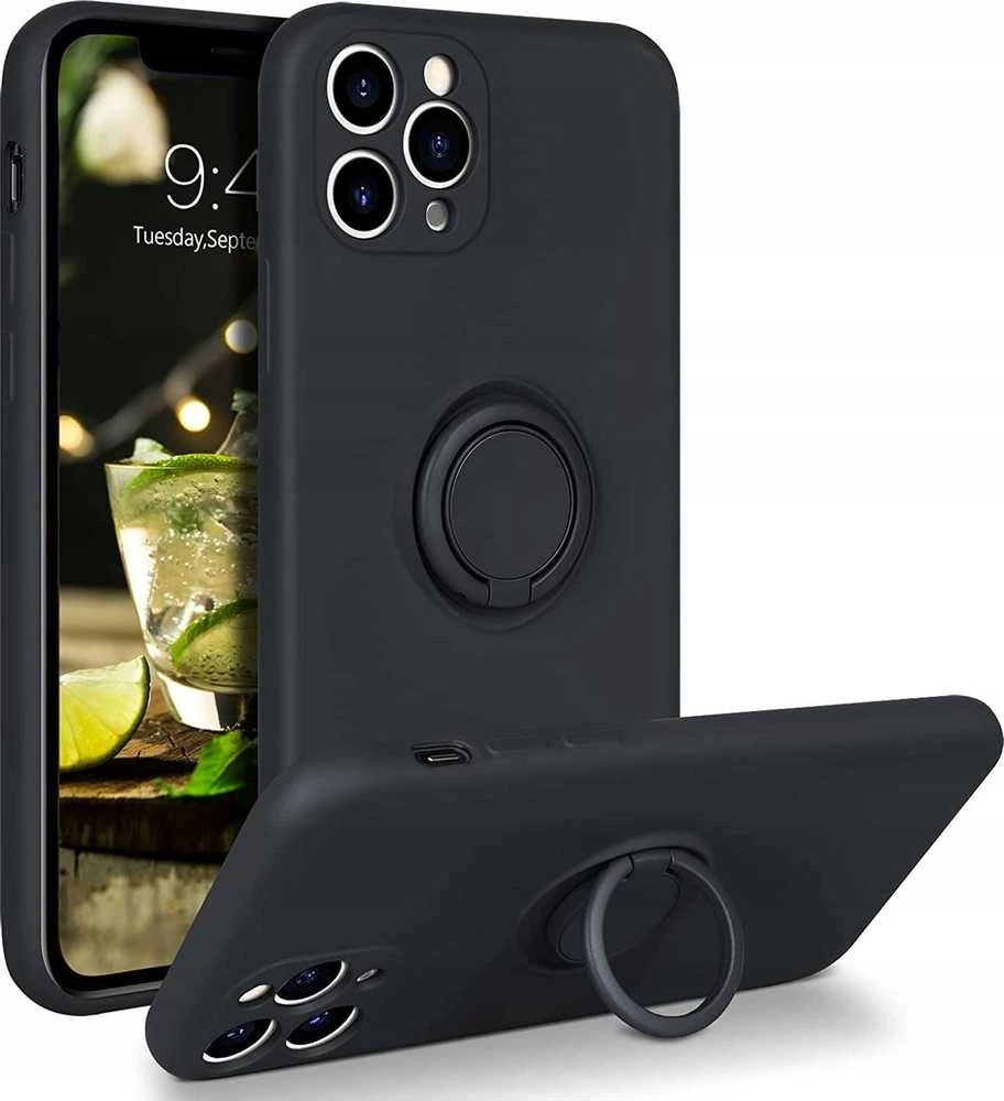 Dėklas Forcell Oem Case for iPhone 12 PRO MAX Silicone Ring juodas