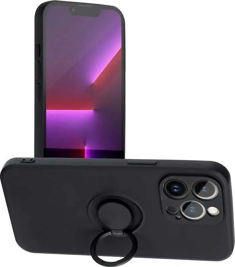 Dėklas Forcell Oem Case for iPhone 12 PRO MAX Silicone Ring juodas