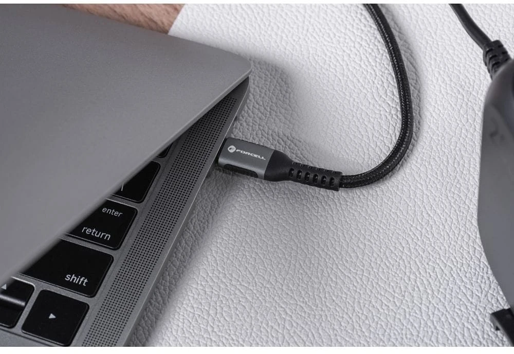 USB C į USB C laidas Forcell F-Energy QC4.0 PD 5A 240W Cafule 0,25 m C263 juodas