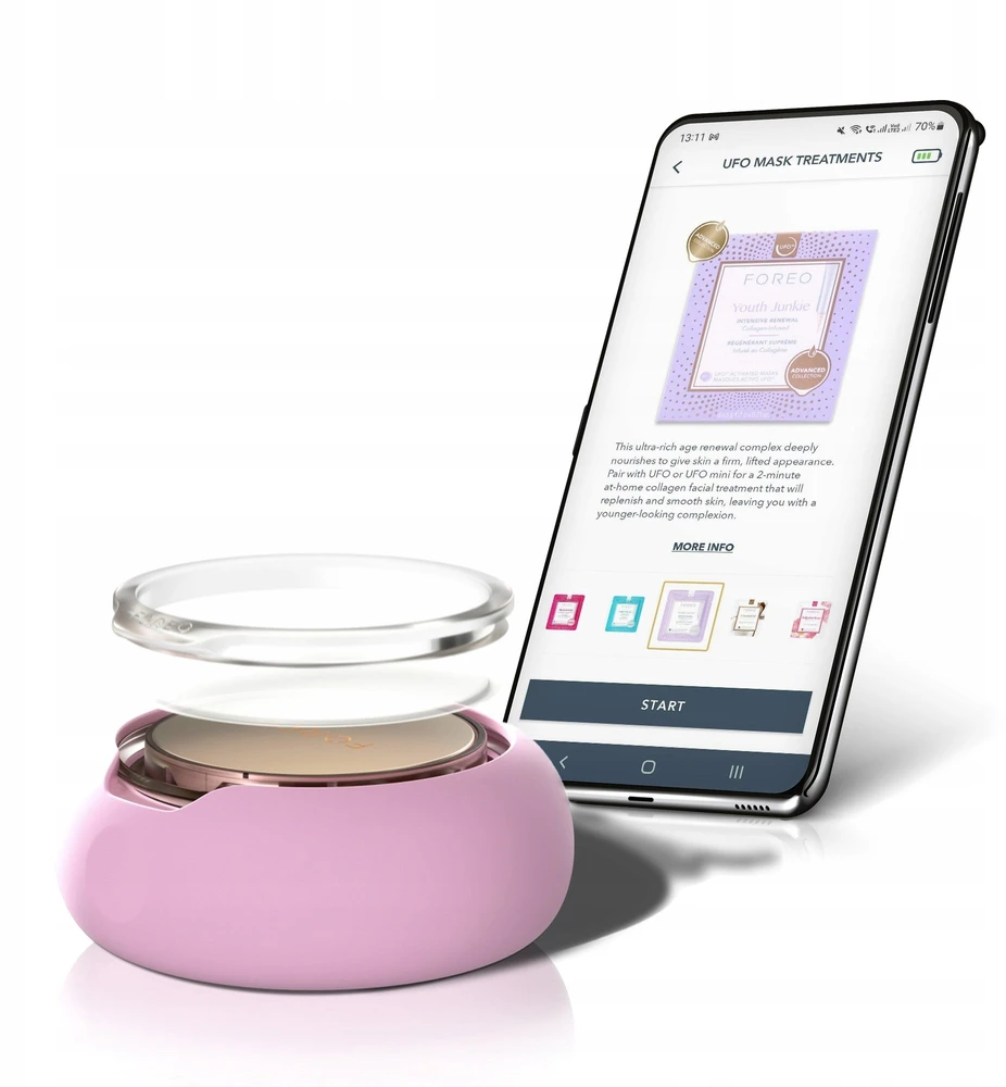 FOREO Intensyviai atsinaujinanti kaukė sausai odai su smulkiomis raukšlelėmis UFO™ Youth Junkie (Intensyvi kaukė) 6 x 6 g