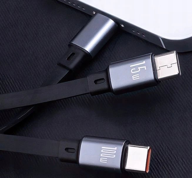 Forever 3in1 laidas USB – Lightning + 2x USB-C 1,2 m 100W juodas