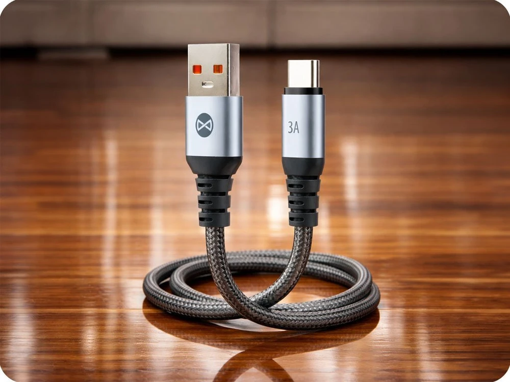 Forever Braix laidas USB – USB-C 1,0 m 3A juodas
