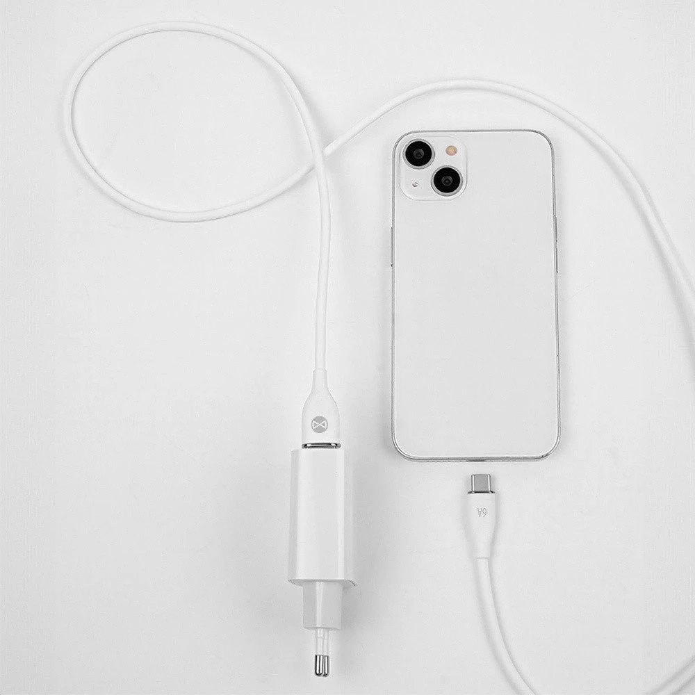Forever USB – USB-C laidas 1,0 m 6A baltas