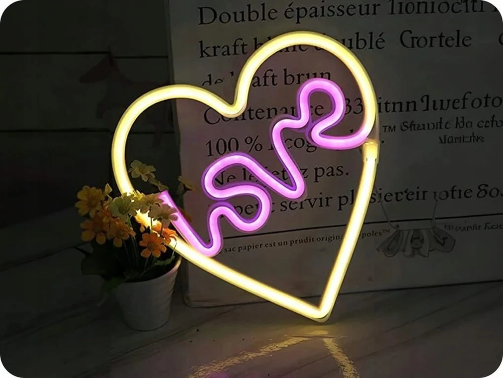 TelForceone Neoninis LED šviestuvas LOVE HEART violetinis baltas NNE02 Neolia