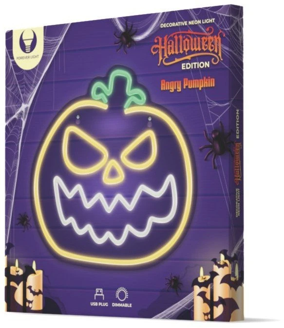 TelForceone Neoninis PLEXI LED ANGRY PUMPKIN geltonas baltas FPNE14"Forever" šviesiai