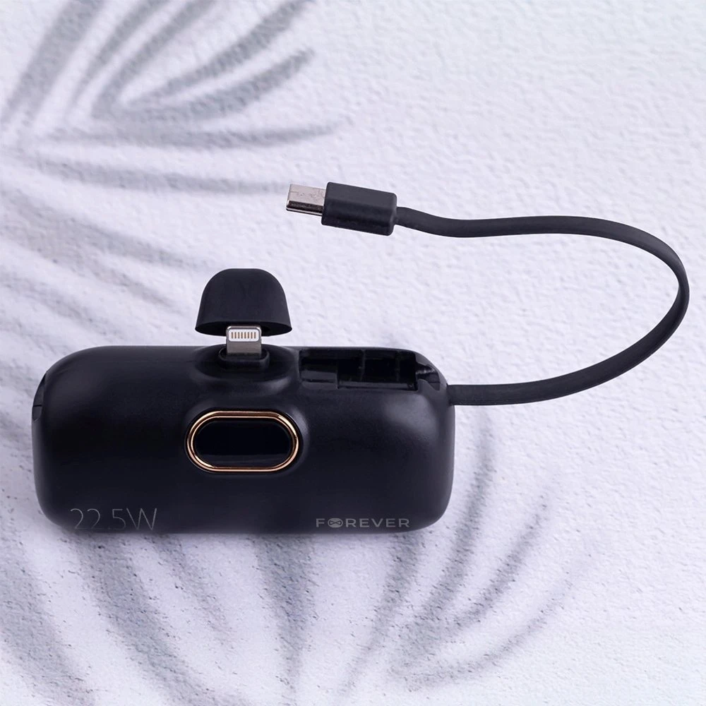 Telforceone Forever mini power bank MTB-100 22.5W 5000 mAh Lightning juodos spalvos