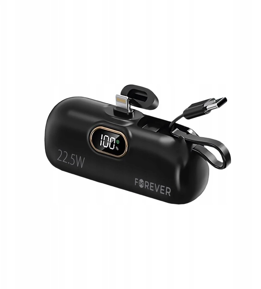 Telforceone Forever mini power bank MTB-100 22.5W 5000 mAh Lightning juodos spalvos