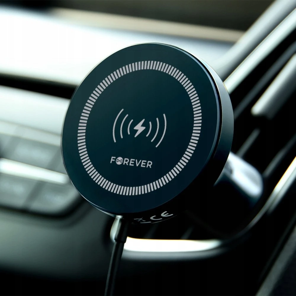 Forever automobilinis laikiklis ventiliacijos grotelėms MACH-300 magnetinis su belaidžiu įkrovimu juodas Qi2 15W