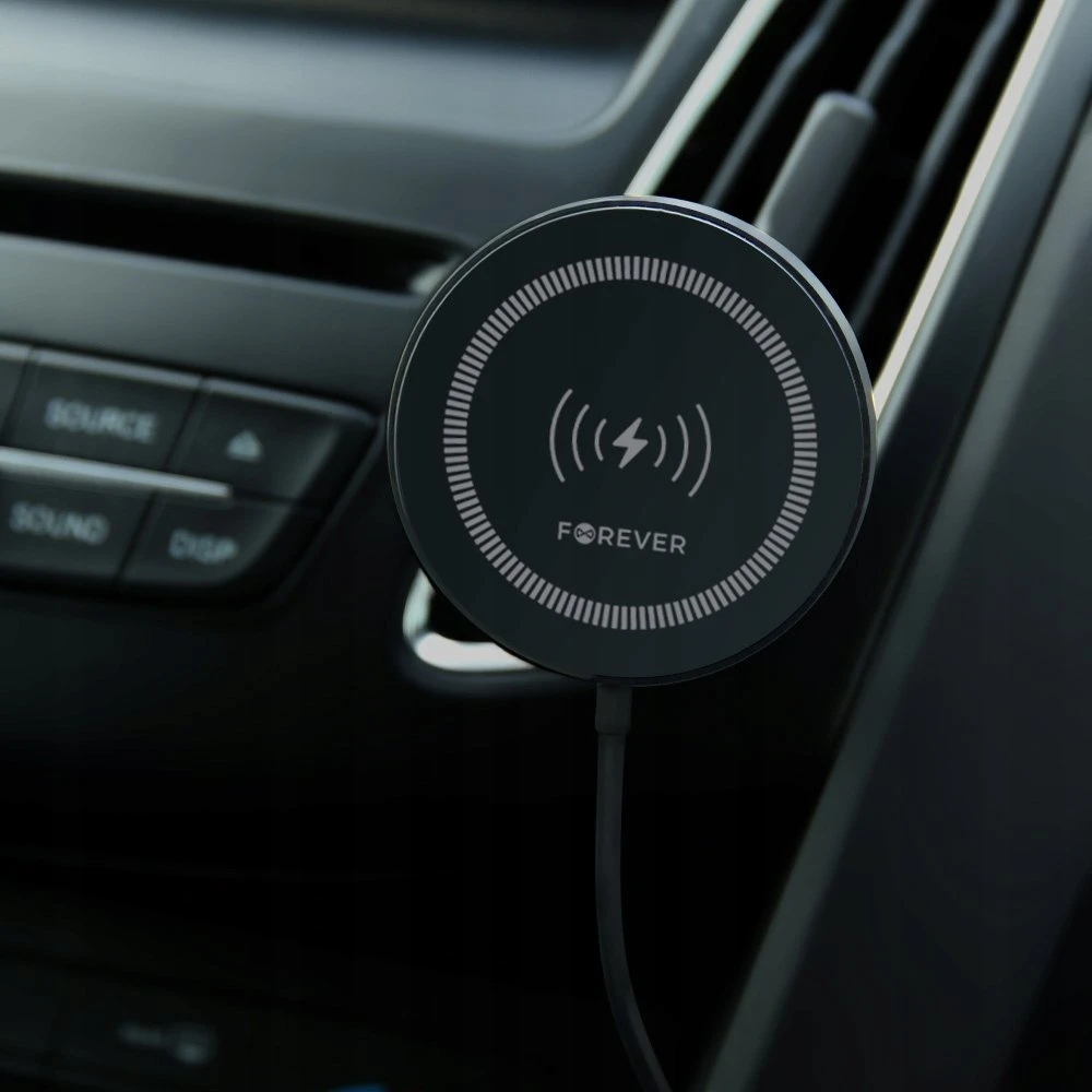 Forever automobilinis laikiklis ventiliacijos grotelėms MACH-300 magnetinis su belaidžiu įkrovimu juodas Qi2 15W