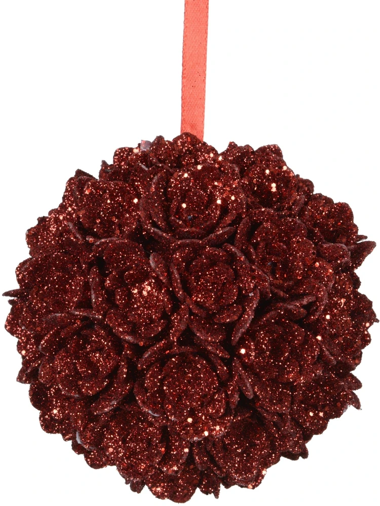 Nežinomas Kalėdų eglutės žaisliukas Decoris Gėlė, raudonas