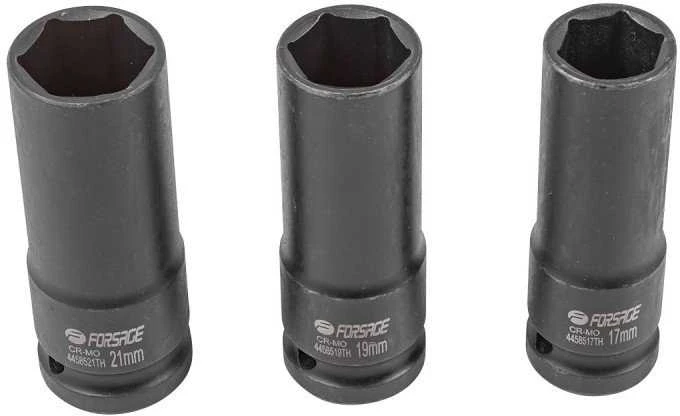 Forsage Plonasienių smūginių galvučių rinkinys 1/2'' (šešiabriaunis) 3 vnt. (17, 19, 21 mm)