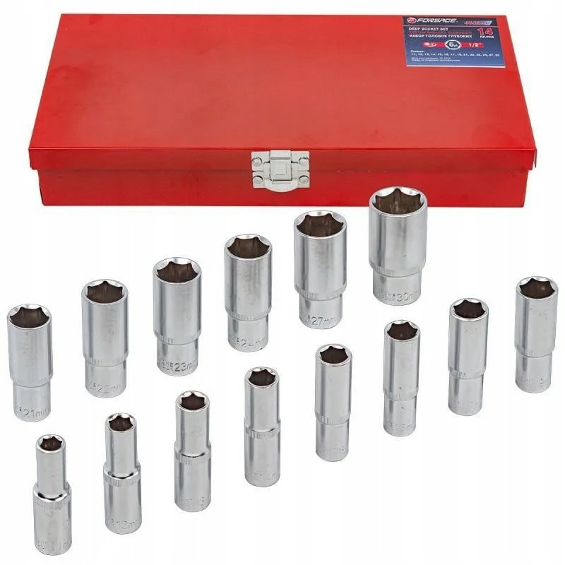 Forsage Gilaus lizdo antgalių rinkinys 1/2'' 14 dalių (11-30 mm) (šešiabriaunis)