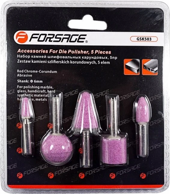 Forsage 5 vnt. šlifavimo akmenų rinkinys (6 mm rankena)