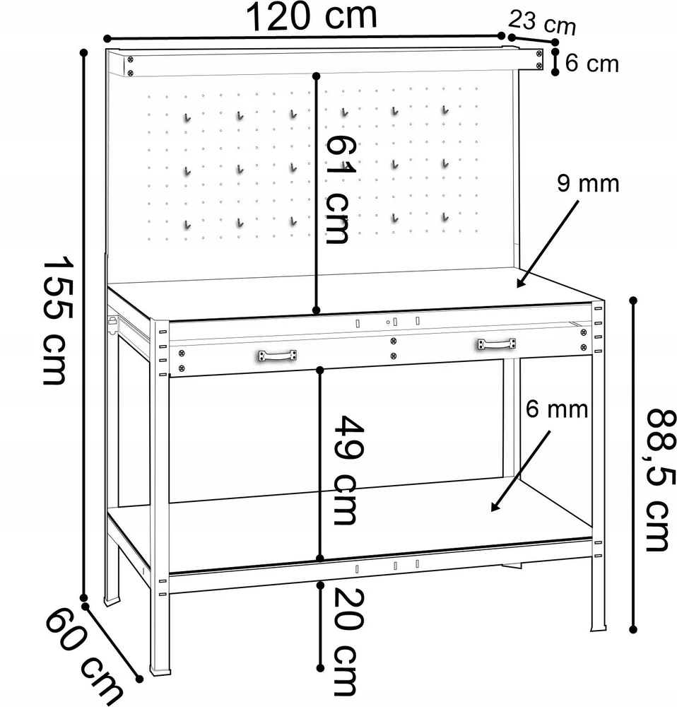 Forsage Darbo stalas su stalčiumi 120cm 120kg