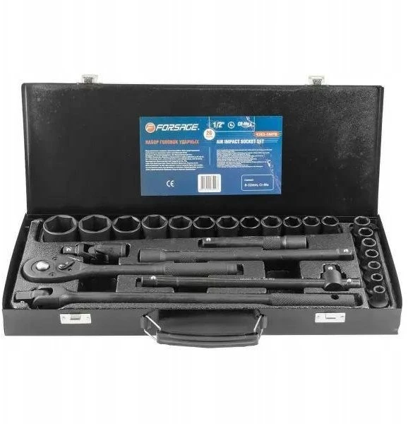 Forsage Smūginių įrankių rinkinys 1/2'' 26 vnt. (6 briaunų) (8-32mm, Cr-Mo)