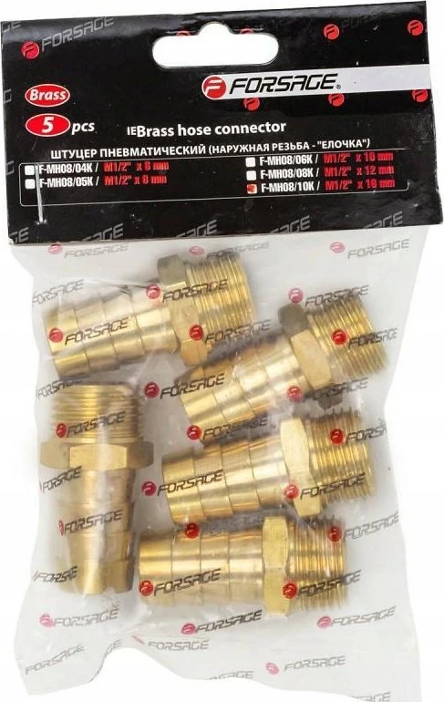Forsage Pneumatinė jungtis, išorinis sriegis 1/2" - „silkės kaulo“ formos 16 mm (5 vnt. rinkinys)