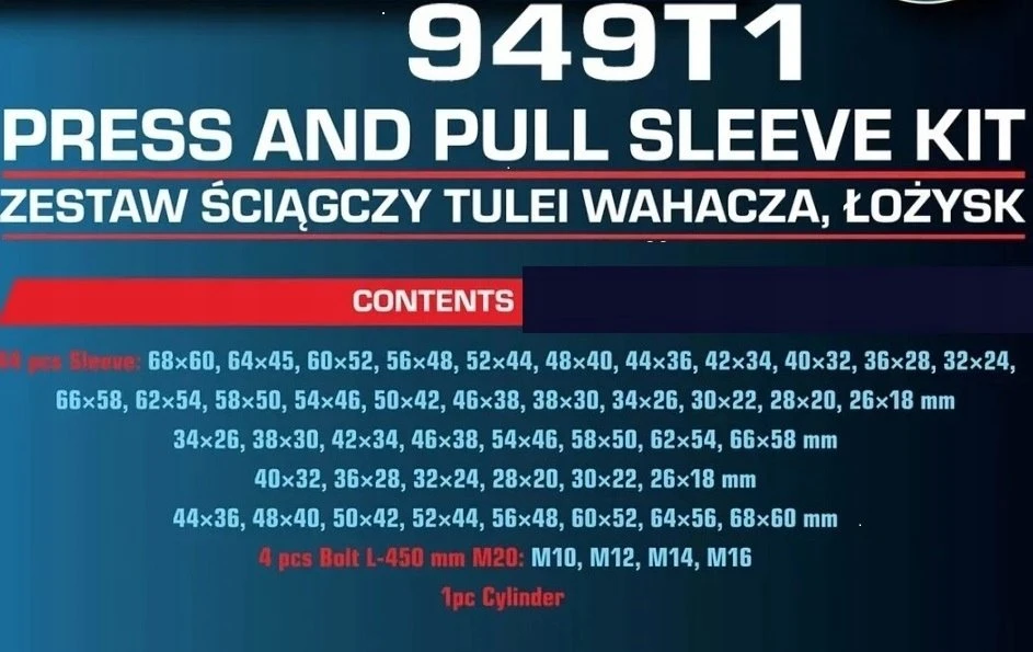 Forsage Hidraulinis rinkinys svirties įvorių ir guolių traukiklis 49 vnt.