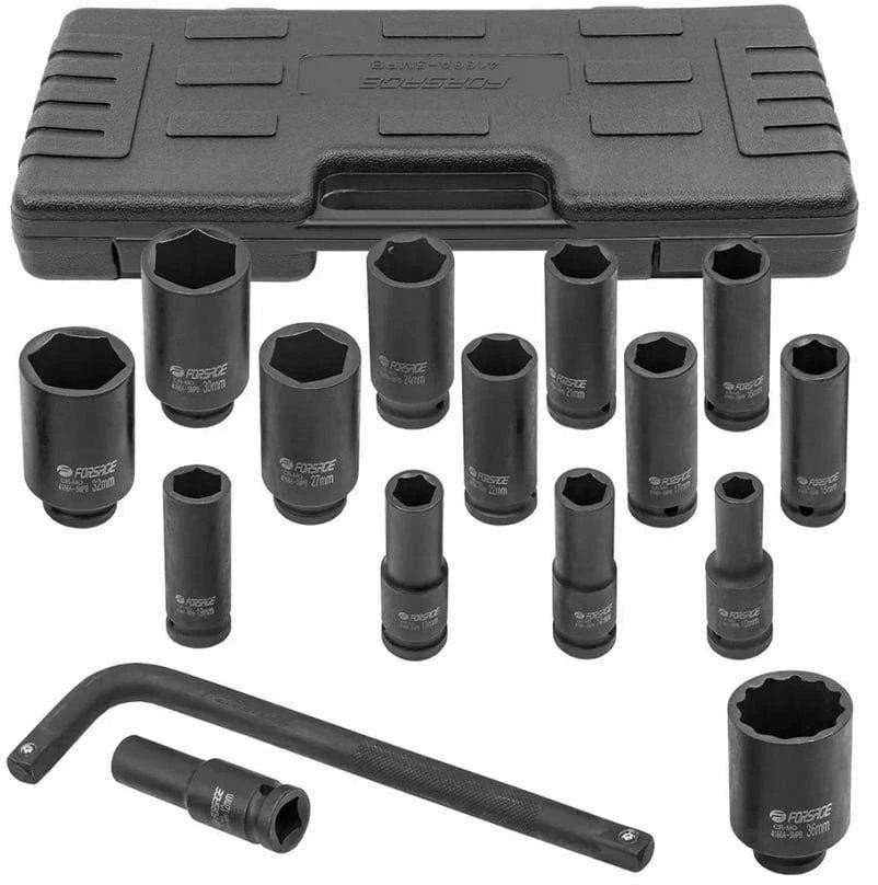 Forsage Gilaus smūgio antgalių rinkinys 1/2'' 15+1 vnt. (šešiabriaunių) (10-36mm)