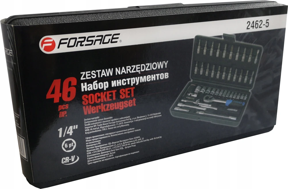 Forsage Socket veržliarakčių rinkinys 1/4" 46 vnt. (6 taškų) (4-14mm)