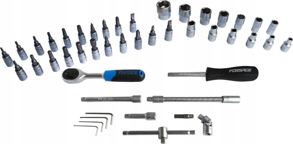 Forsage Socket veržliarakčių rinkinys 1/4" 46 vnt. (6 taškų) (4-14mm)