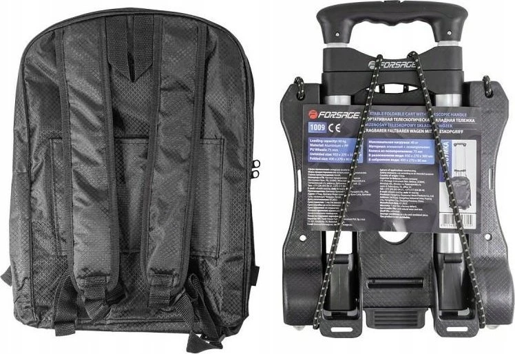 Forsage sulankstomas platforminis vežimėlis su krepšiu (40 kg talpa)