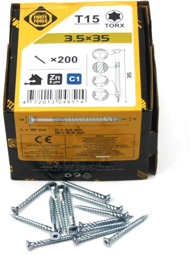 Forte_Tools Medraigčiai FORTE TOOLS, 3,5×35 mm, ZN, TX15, 200 vnt.