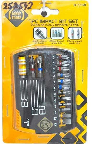Forte_Tools Antgalių rinkinys Forte tools BT15-00, 15 vnt.