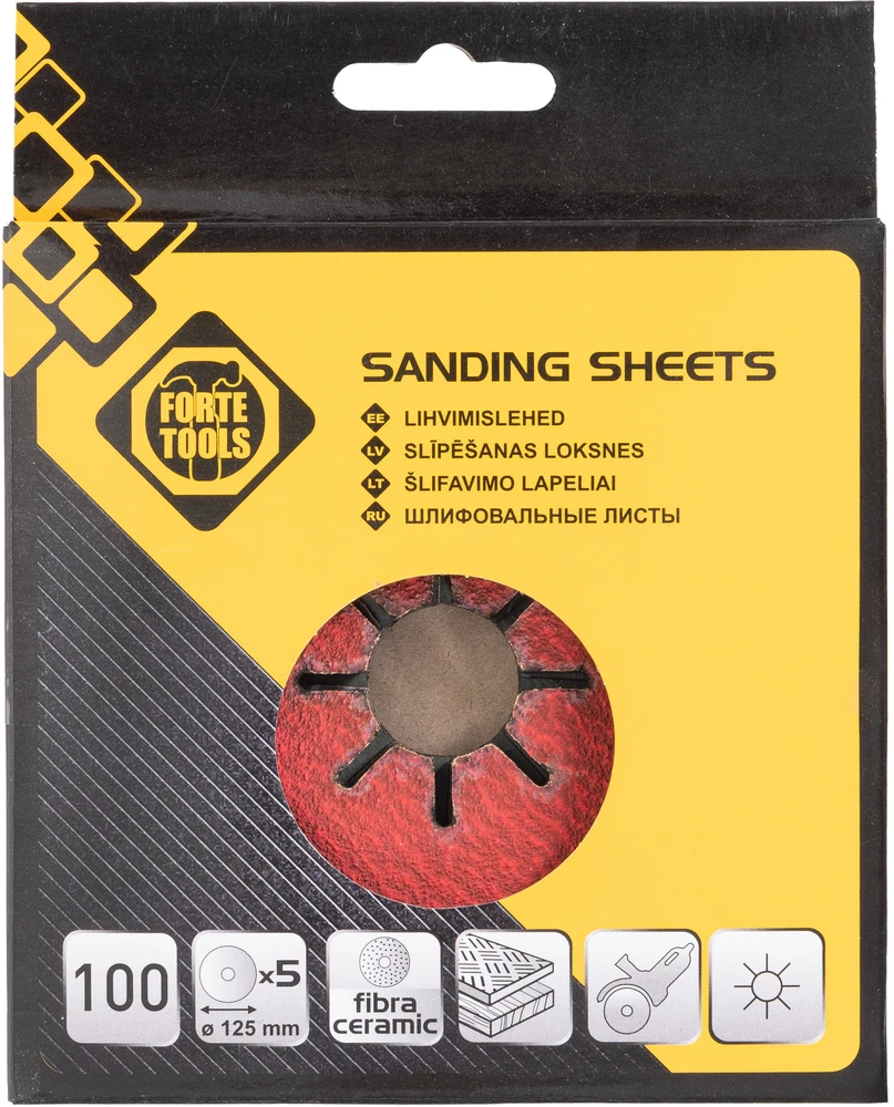 „Forte Tools“ keraminiai pluošto diskai Nr. 40 D125 5 vnt. pėdos