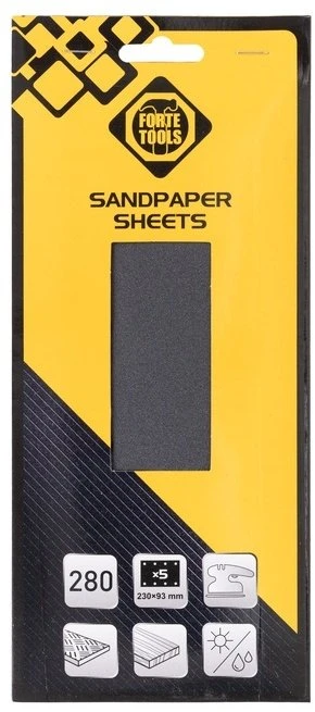„Forte Tools“ švitrinis popierius su skylėmis Nr. 280, 93x230, 5 vnt. pėd.