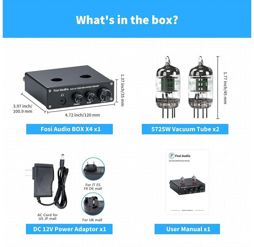 Fosi Audio Box X4 – priešstiprintuvas, gramofono priešstiprintuvas su ausinių išėjimu (6976136960355)