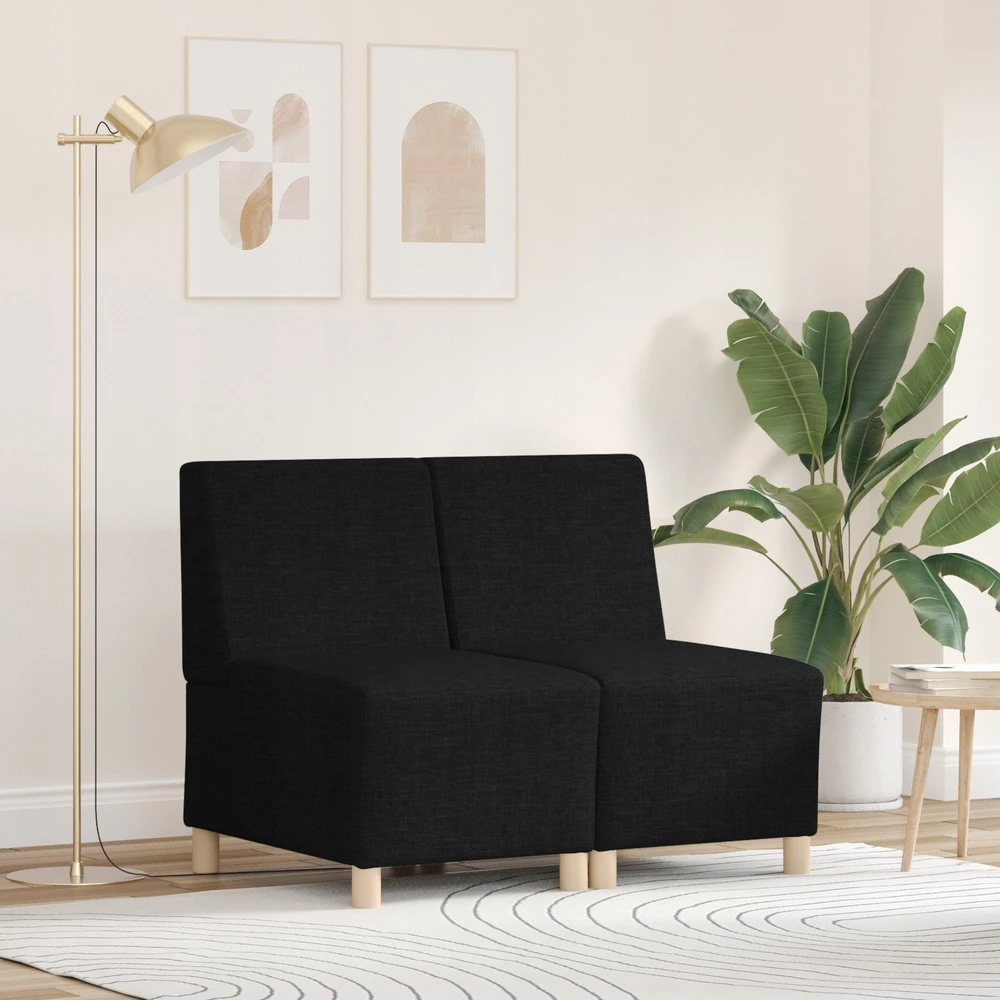 Modulinis sofa vienetas be rankų 2 vnt. Juoda audinys