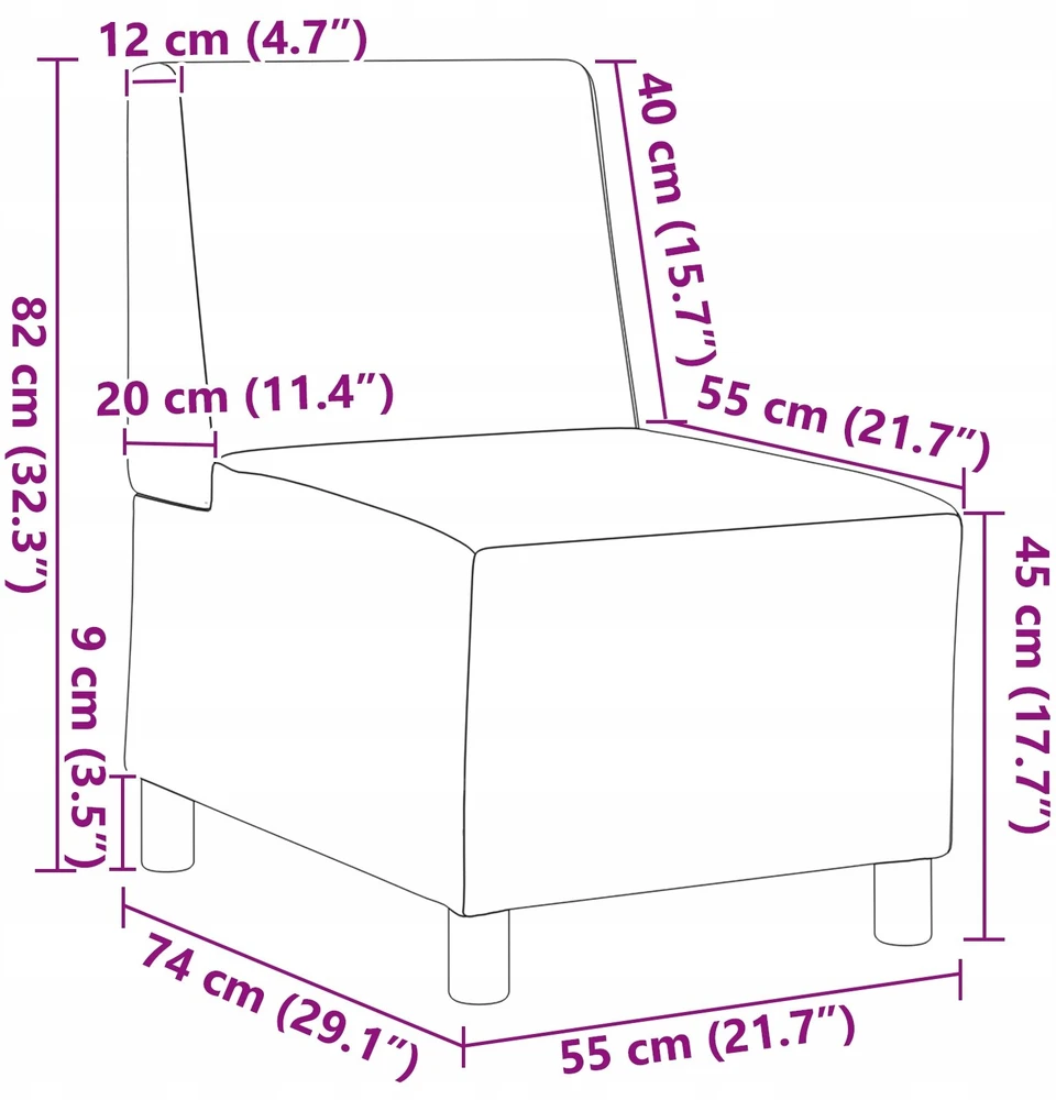 Modulinis sofa vienetas be rankų 2 vnt. Kreminė audinys