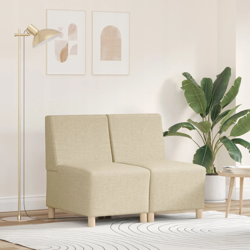 Modulinis sofa vienetas be rankų 2 vnt. Kreminė audinys