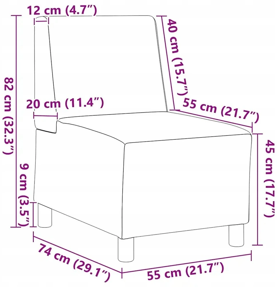 Modulinis sofa vienetas be rankų 2 vnt. Tamsiai pilka