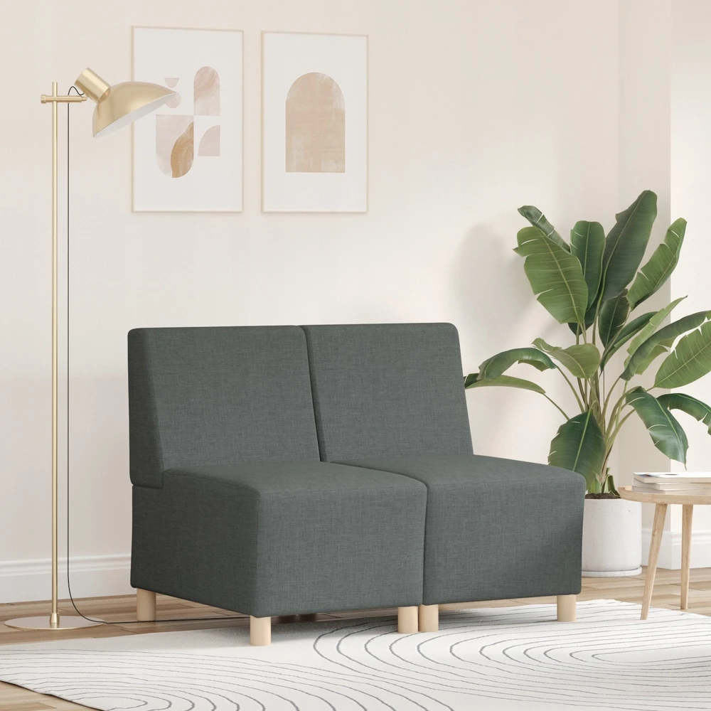 Modulinis sofa vienetas be rankų 2 vnt. Tamsiai pilka audinys