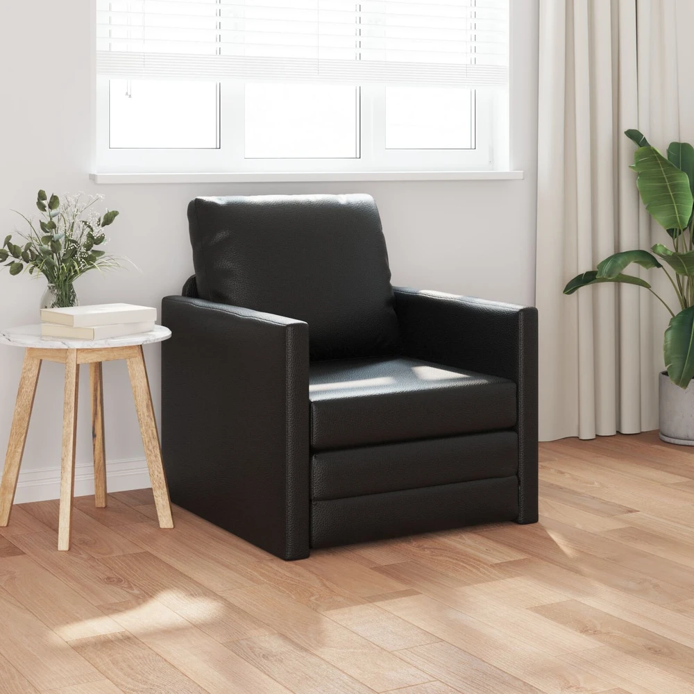 Sofa lova Juoda 74 x 77 x 81 cm Dirbtinė Oda